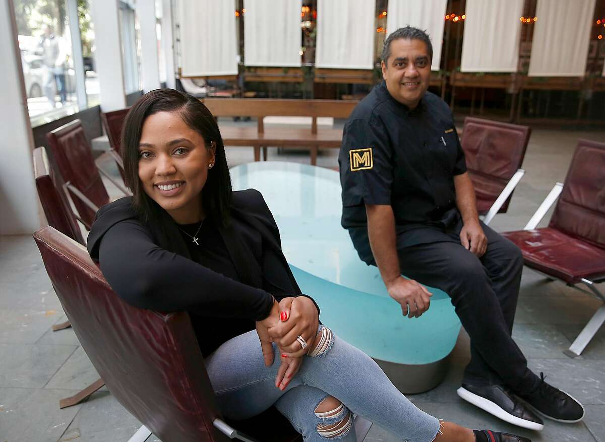 Ayesha Curry (left) partners with Michael Mina (right) on new restaurant called International Smoke which will replace RN74 seen on Thursday, May 4, 2017, in San Francisco, Calif.