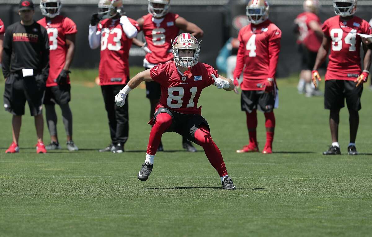 Wide receiver Trent Taylor, 81 runs drills during the San Francisco 49ers rookie mini-camp at their practice facility near Levi's Stadium in Santa Clara, Ca., on Friday May 5, 2017.