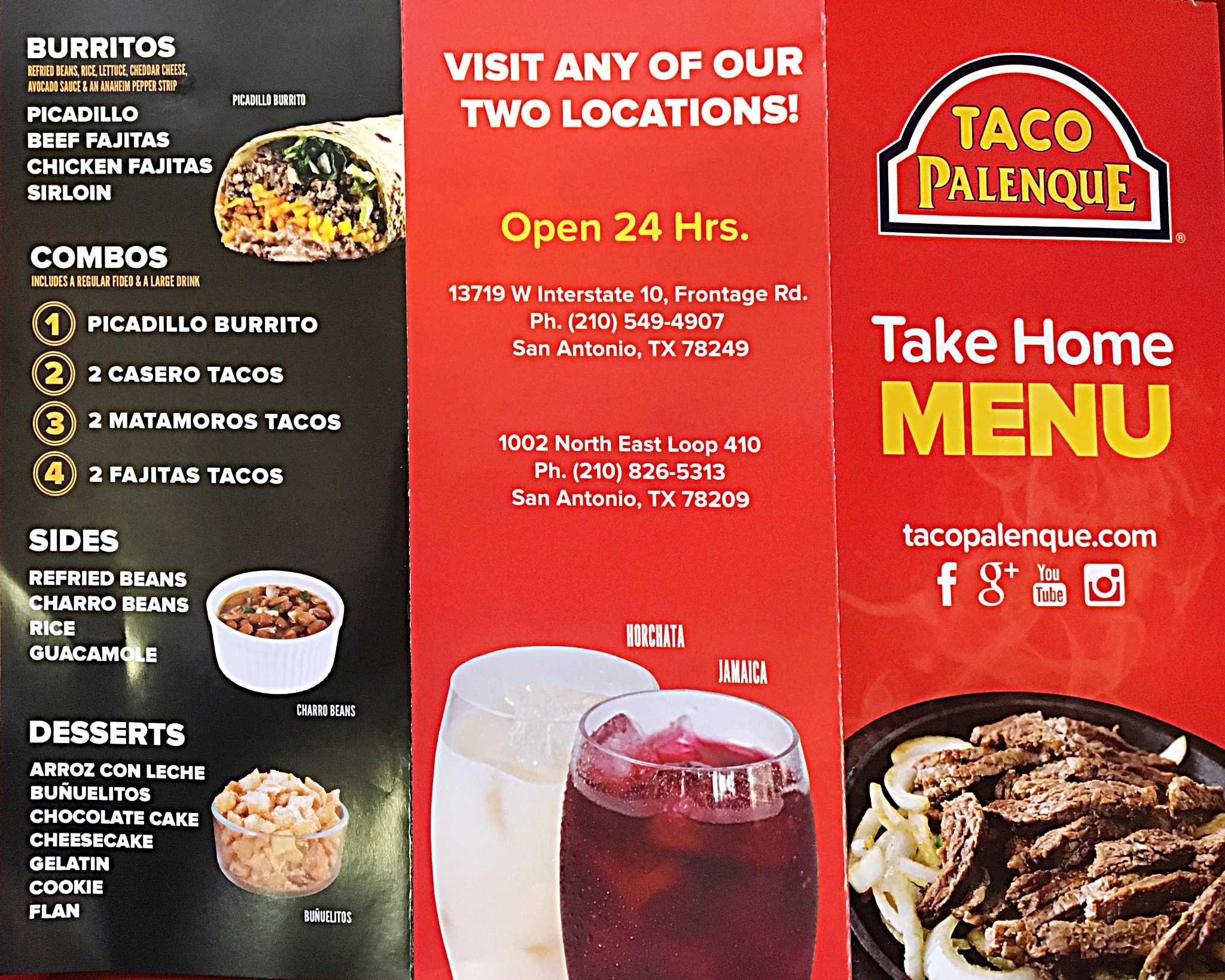 Taco palenque outlet menu