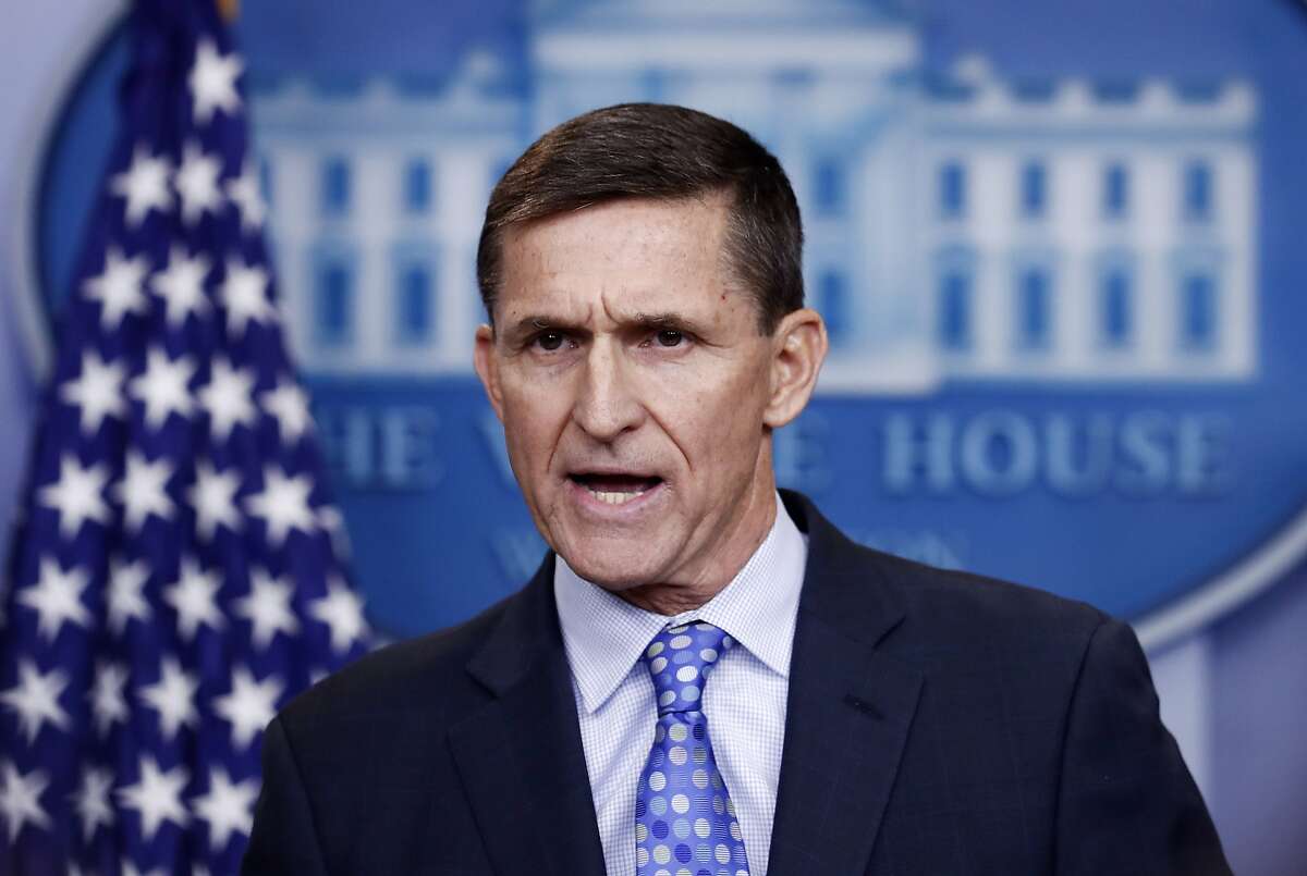 FILE - In this Feb. 1, 2017 file photo, then-National Security Adviser Michael Flynn speaks during the daily news briefing at the White House, in Washington. The White House is refusing to provide lawmakers with information and documents related to President Donald Trump's first national security adviser's security clearance and payments from organizations tied to the Russian and Turkish governments. (AP Photo/Carolyn Kaster)
