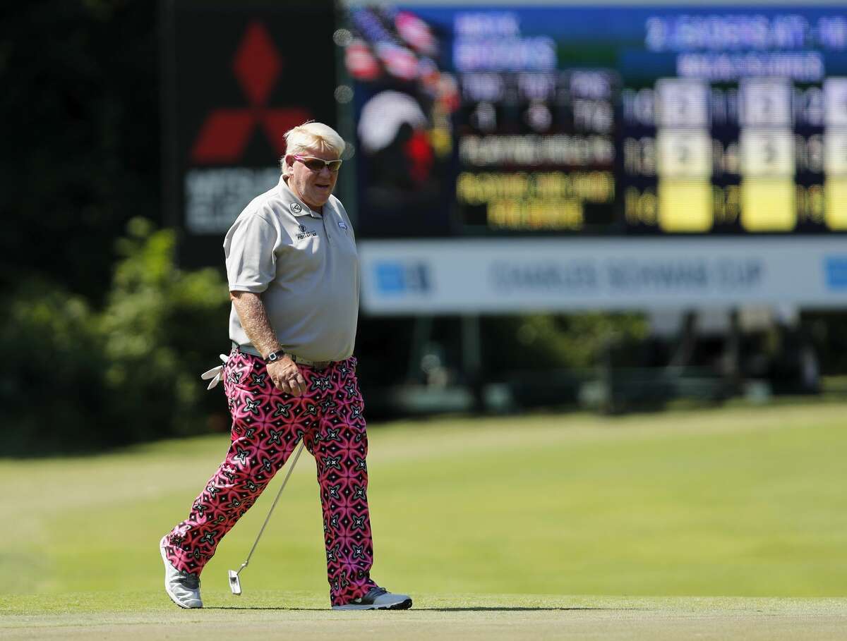 John Daly waits to putt on the 16th hole during the second round of the Insperity Invitational Golf Tournament at the Woodlands Country Club Tournament Course on Saturday, May 6, 2017, in The Woodlands, TX.