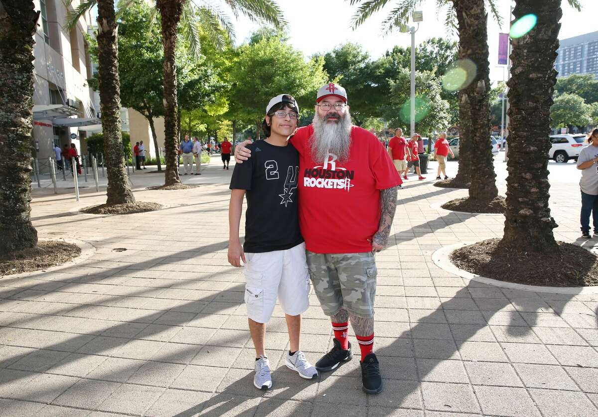 Houston Rockets fans pose for a photo before the Houston Rockets takes on San Antonio Spurs for the NBA Western Conference semifinals Game 4 Sunday, May 7, 2017, in Houston. ( Yi-Chin Lee / Houston Chronicle )