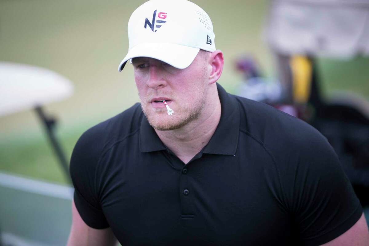 Texans J.J. Watt walks to the first tee box during the Texans charity golf tournament at River Oaks Country Club, 1600 River Oaks Blvd., Monday, May 8, 2017, in Houston .