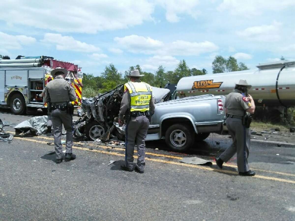 Scene from the fatal accident on Texas 62 near Interstate 10 on Monday. 