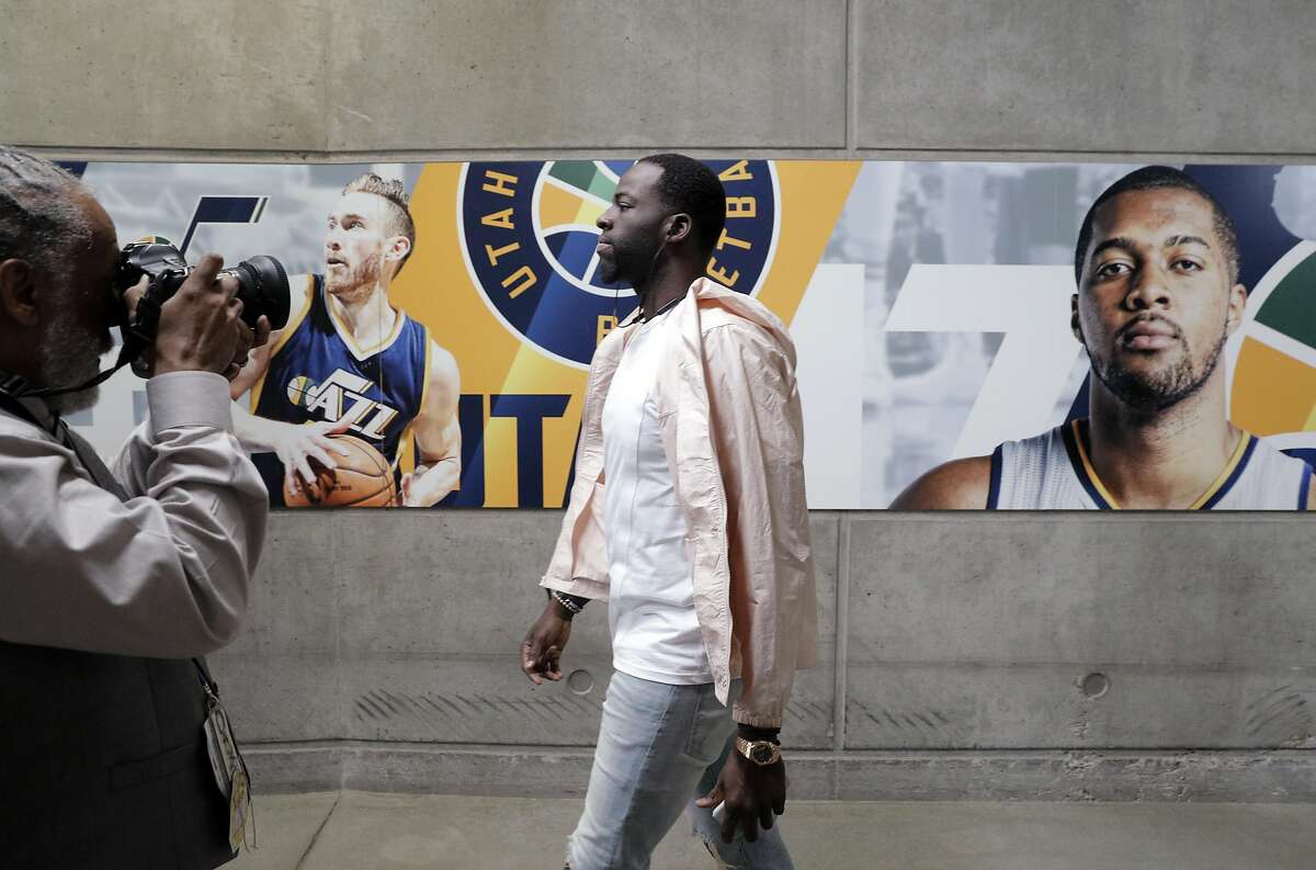 Draymond Green (23) walks into the area before Golden State Warriors played the Utah Jazz at Vivint Smart Home Arena in Salt Lake City, Utah, on Monday, May 8, 2017, in Game 4 of the 2017 Western Conference Semifinals. The Warriors lead the series 3-0.