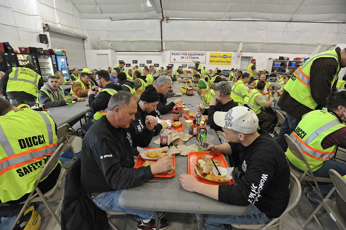 Inside The Foundry, at Globalfoundries in Malta, N.Y, during lunchtime on February 15, 2011. Angelo Mazzone Catering is celebrating the one-year anniversary of The Foundry, the on-site dining dome at Globalfoundries. (Lori Van Buren / Times Union)