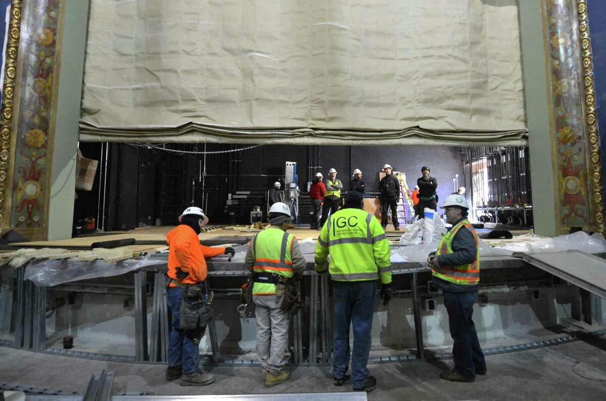 Construction on the interior of The Wall Street Theater on March 3, 2017 in Norwalk Conn.