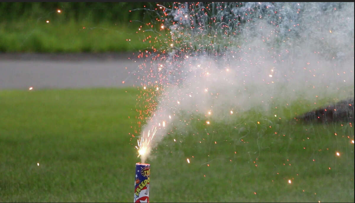 TNT Mega Storm fireworks are tested on a front lawn on Wednesday, July 1, 2015, in Rexford, N.Y. (Olivia Nadel/ Special to the Times Union)