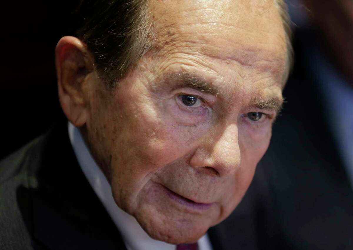 FILE - In this Monday, Feb. 13, 2017, file photo, former American International Group Inc. CEO Maurice "Hank" Greenberg participates in a news conference in New York. A federal appeals court has upheld as lawful the governmentÂ?’s bailout of AIG in the heat of the financial crisis. It overturned a lower-court decision favoring the insurance giantÂ?’s former CEO, Greenberg. The ruling Tuesday, May 9, 2017, by the U.S. Court of Appeals for the Federal Circuit said a company controlled by Greenberg didnÂ?’t have a legal right to pursue its claim against the government over the $85 billion bailout of the teetering AIG in September 2008. (AP Photo/Seth Wenig, File)