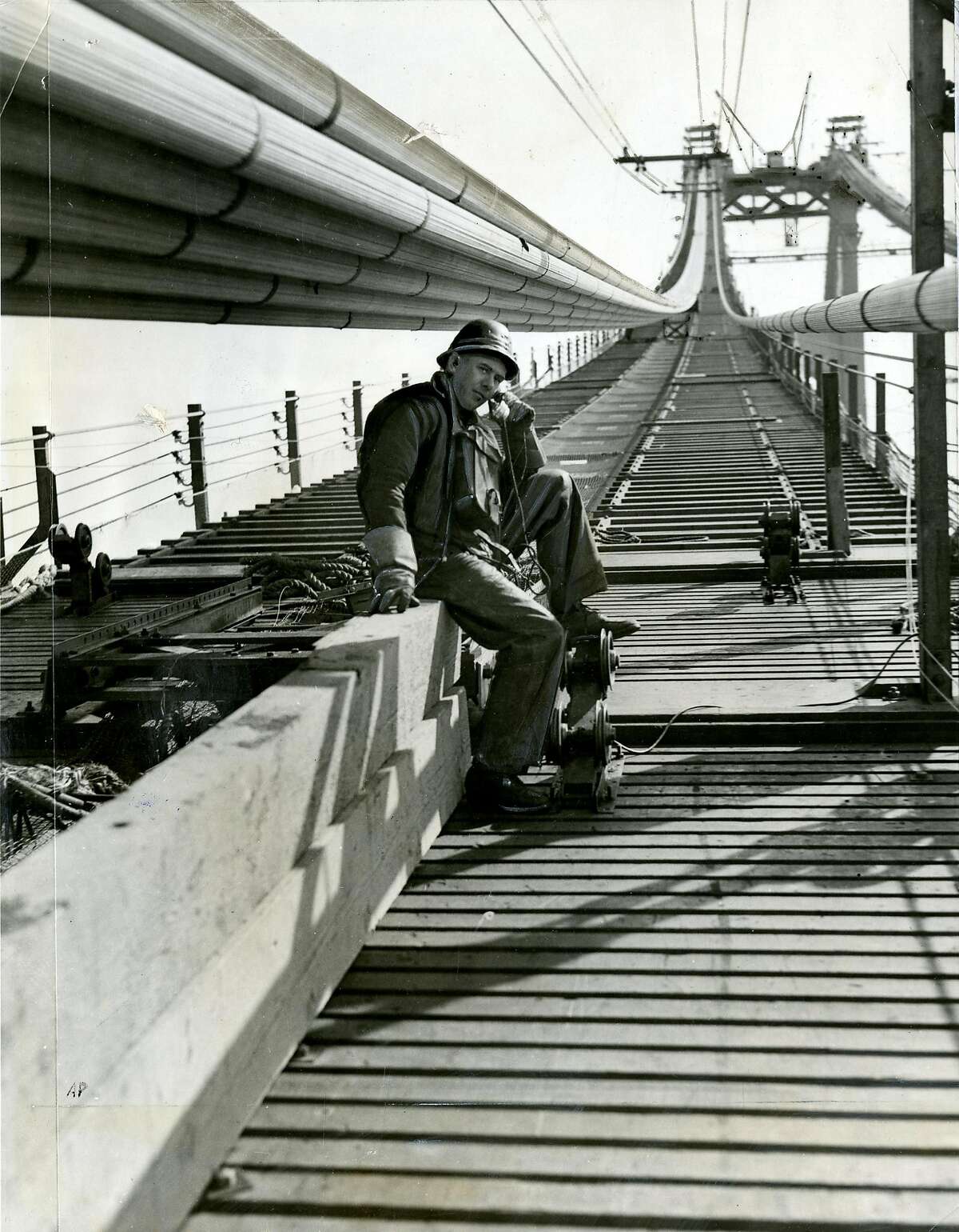 Golden Gate Bridge construction worker on March 19, 1936. Courtesy of the Associated Press.