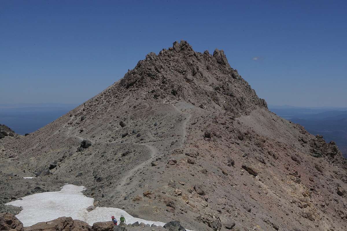 The final push to the lava plug dome summit at 10,457-foot Lassen Peak