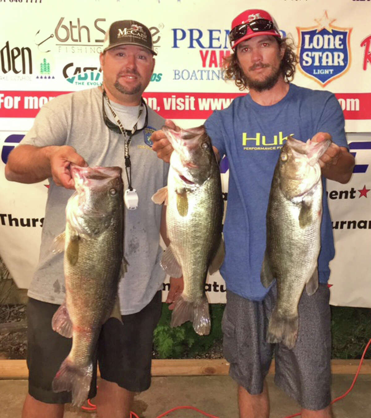Russell Pasket and Raylon Zwenerman came in second place in the CONROEBASS Tuesday Night Tournament with a stringer weight of 16.72 pounds.