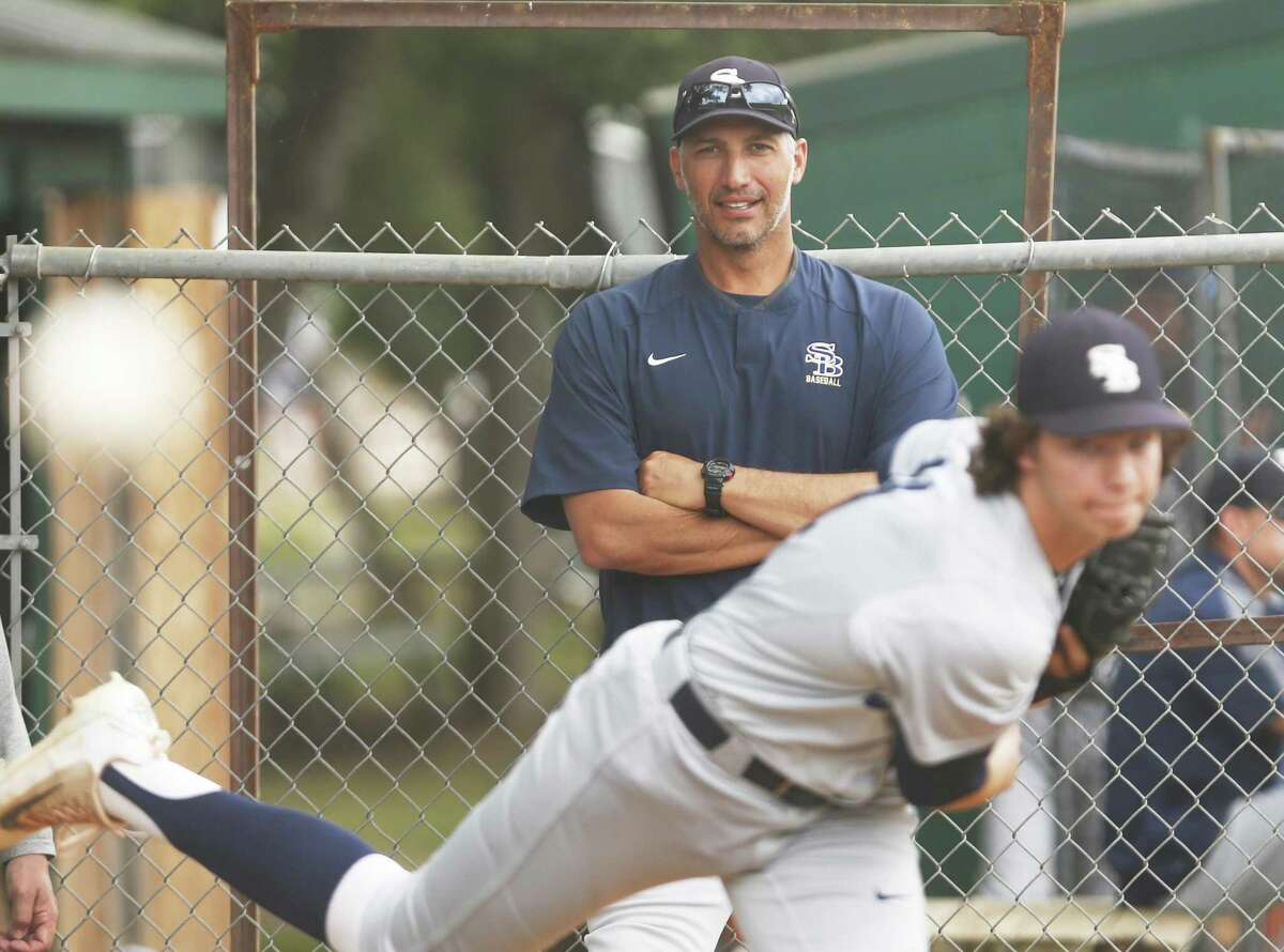 Houston pitching coach Andy Petite watches Zach Heaton warm-up.San Antonio Christian hosts Houston Second Baptist in Game 1 of a TAPPS Division II regional final playoff series. Second Baptist is coached by former MLB players Andy Petite and Lance Berkman, and Nolan Ryan?•s grandson, Jackson, pitches for the Eagles on Wednesday, May 10,2017.