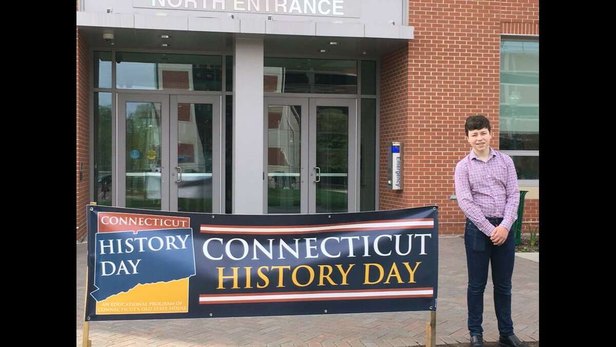 James Gikas is one of several Westport students headed to the National Contest for National History Day for his project ""Let Us Not Go Like Sheep to the Slaughter": The Jewish Resistance Movement During the Holocaust." It will be his third trip to nationals.