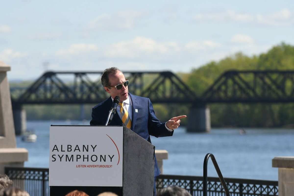 Water Music NY, the Albany Symphony's planned seven-concert excursion from July 2-8 along the Erie Canal, is announced Friday, May 12, 2017, at the Corning Preserve in Albany. (Will Waldron/Times Union)