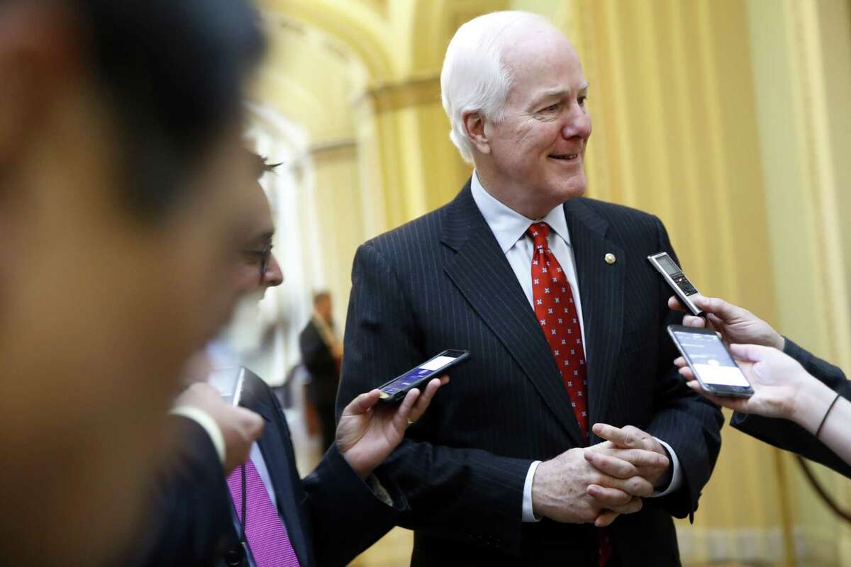 Senate Majority Whip John Cornyn of Texas, talks with reporters about President Trump's decision to fire FBI Director James Comey, on Capitol Hill in Washington, Wednesday, May 10, 2017. (AP Photo/Jacquelyn Martin)