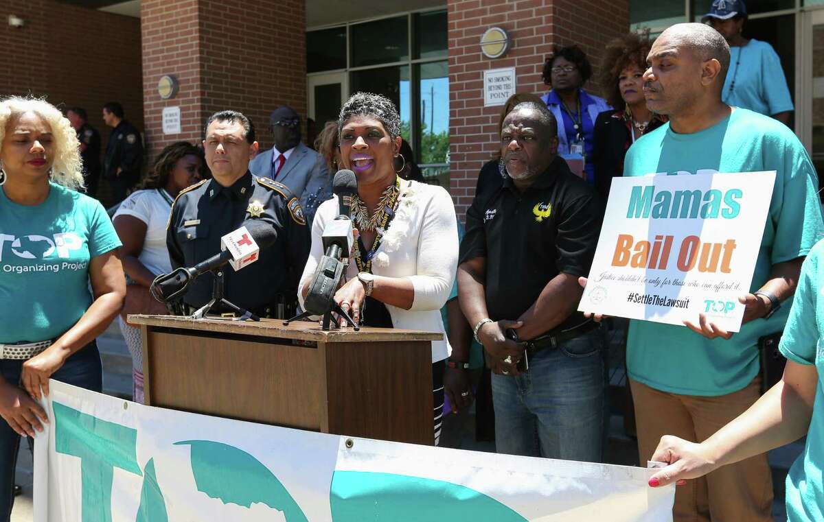 Harris County Sheriff's Director of Re-entry Program Jennifer Herring speaks ﻿about ﻿efforts to post bail for mothers to be with their families on Mother's Day. ﻿