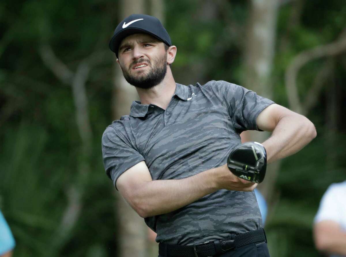 Kyle Stanley watches his shot from the 15th tee during the third round of The Players Championship golf tournament Saturday, May 13, 2017, in Ponte Vedra Beach, Fla. (AP Photo/Chris O'Meara)