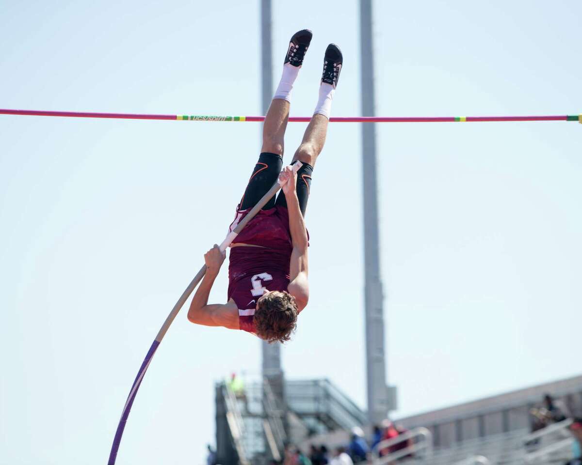 Cade Szuka of Jasper High School competes in the Class 4A pole vault event at the UIL State Track and Field Meet at Mike A. Myers Stadium in Austin, Texas, on Saturday, May 13, 2017.