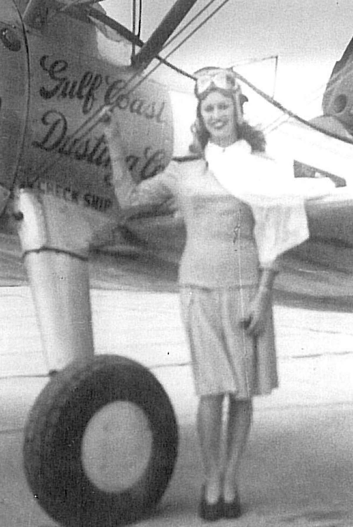 Martha Welschaus is pictured in 1945 at an open house at the Montgomery County Airport.