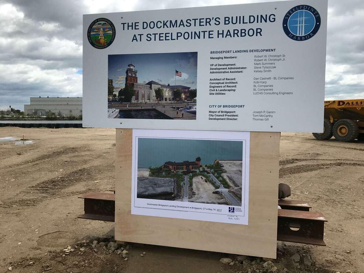 City breaks ground on dock master's building at Steel Point site in Bridgeport.