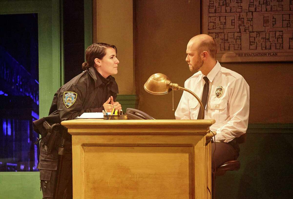 Chelsea Ryan McCurdy and Adam Gibbs in 4th Wall Theatre Company's production of "Lobby Hero"