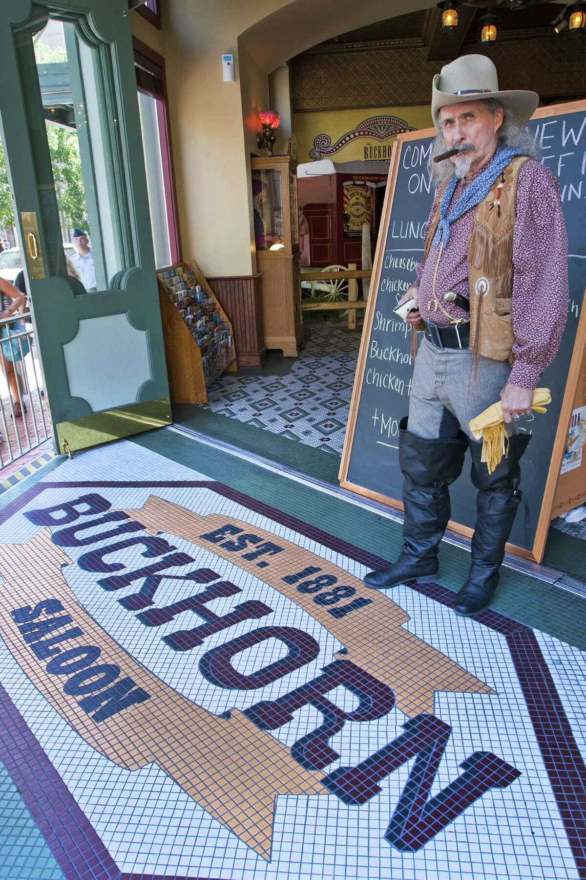 'Texas Bob' Reinhardt, who bears a strong resemblance to legendary scout and showman “Buffalo Bill” Cody, is head greeter at the Buckhorn.