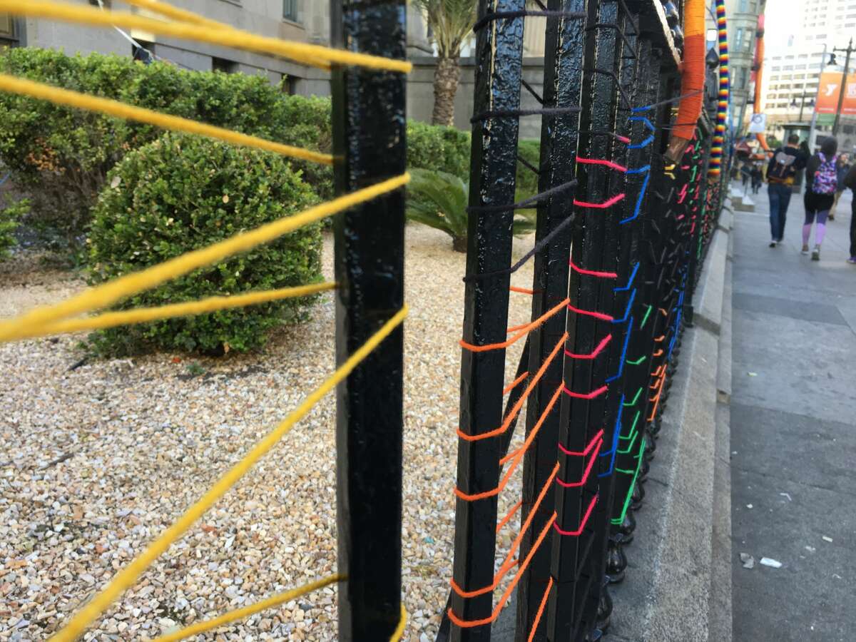 Colorful yarn takes over exterior of San Francisco's Old Mint