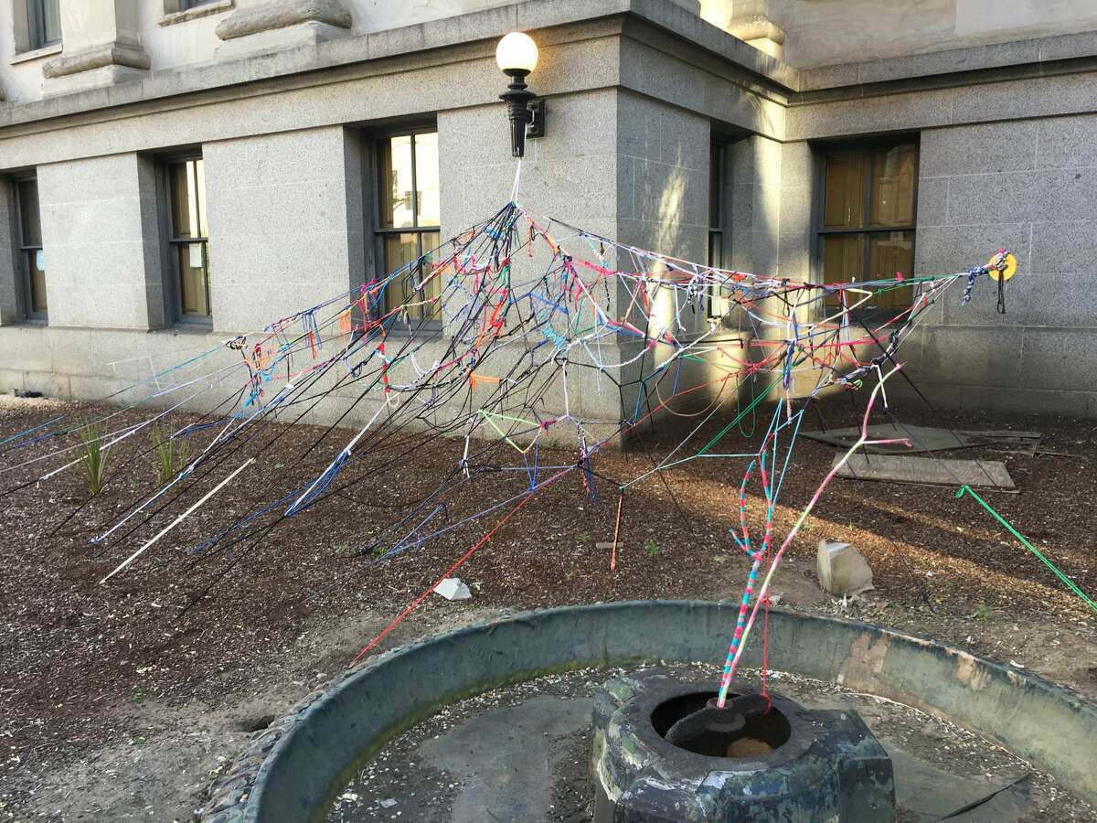 Colorful yarn takes over exterior of San Francisco's Old Mint