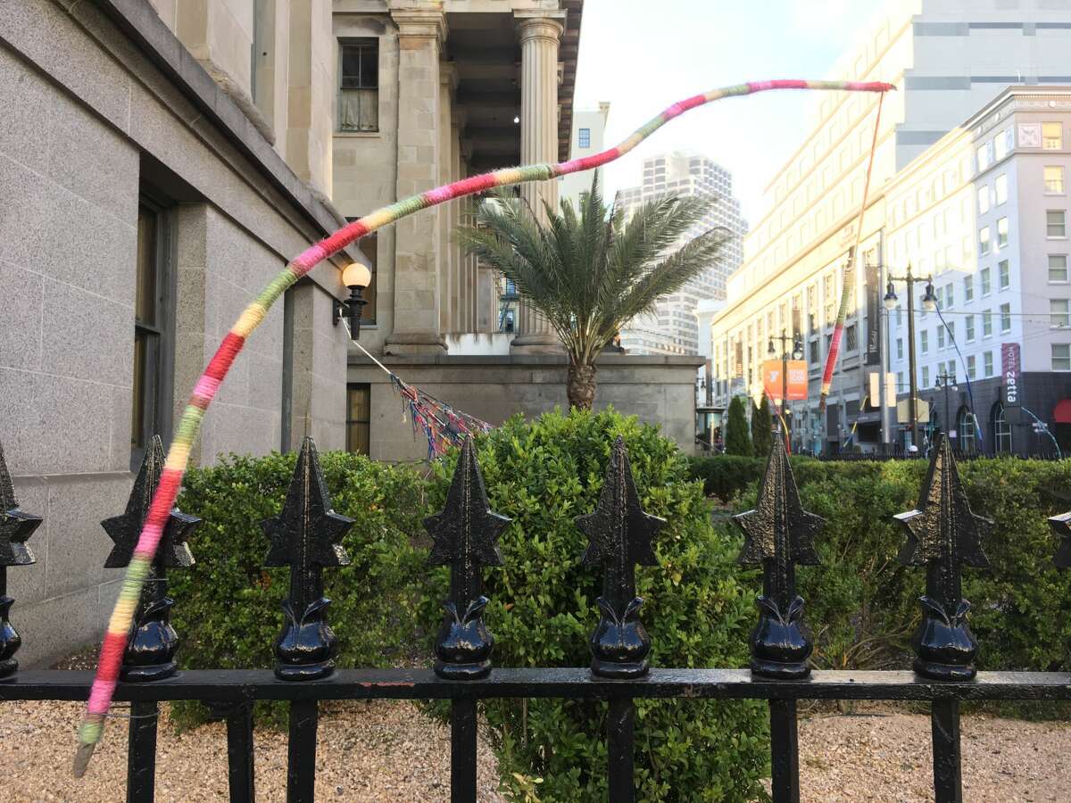 Colorful yarn takes over exterior of San Francisco's Old Mint