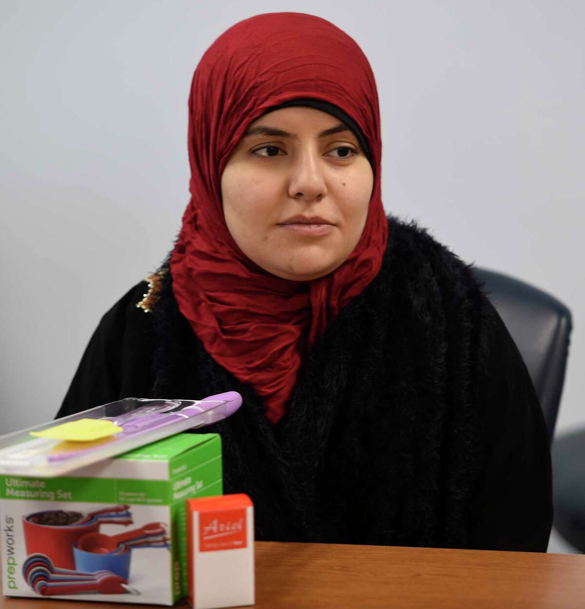 Syrian refugee Lubna al Shirfi listens to instruction on healthy habits and how to support themselves in United State Monday May 15, 2017 in a first of it's kind class at the Whitney M. Young Health Center in Albany, N.Y. (Skip Dickstein/Times Union)