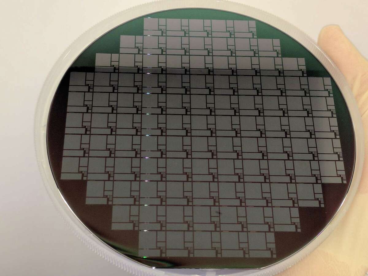 The first patterned silicon carbide wafer made by at SUNY Poly in Albany by the Power Electronic Manufacturing Consortium