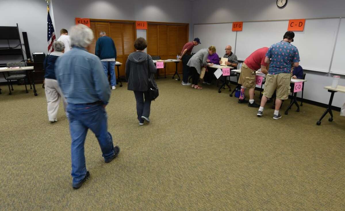 School budget voting is happening across the Capital Region on Tuesday, May 16, 2017. Business was steady in North Colonie School District headquarters in Loudonville. (Skip Dickstein‏/Times Union) 