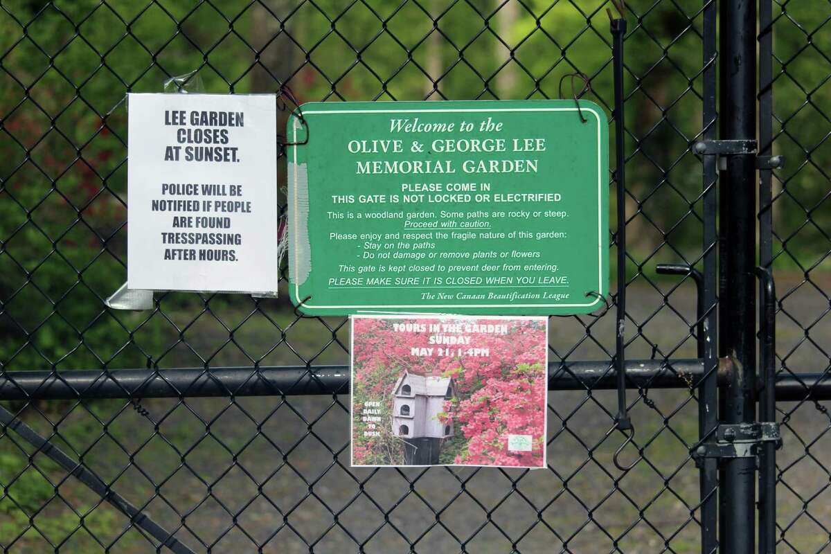 The entrance to the Lee Memorial Garden in New Canaan, Conn., on May 15, 2017.