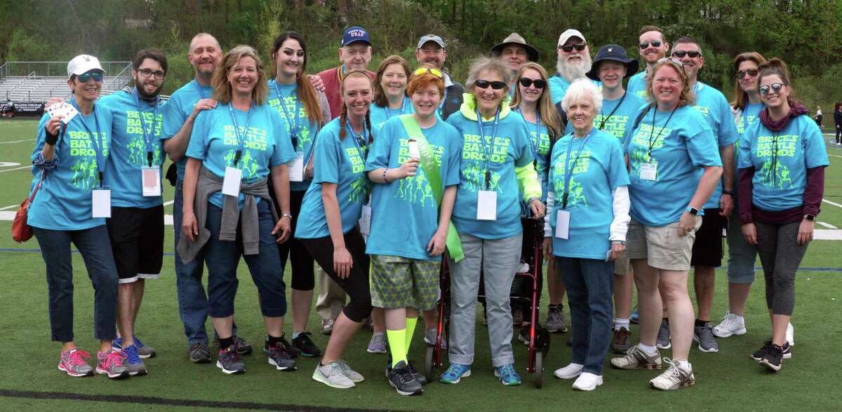 New Milford’s Bryce Lewis, youth honoree of the 2017 Danbury Walk to Cure Arthritis, raised more than $4,000 for the walk. His team, Bryce’s Battle Droids, was made up of, from left to right, in front, Mary Ellen Lewis, Valerie Lewis, Bryce, Carol Buckbee, Karen Pineman, Laura Lewis, and in back, Sue Edelstein, Ricky Louis, David Lewis, Jennifer Lewis, George Buckbee, Suzette Berger, George Buckbee Jr., Mike Berger, Alyssa Buckbee, Bill Buckbee, Dylan Lewis, Tim Polhemus, John Argiento, Denise DelMastro and Jessica Seewald.