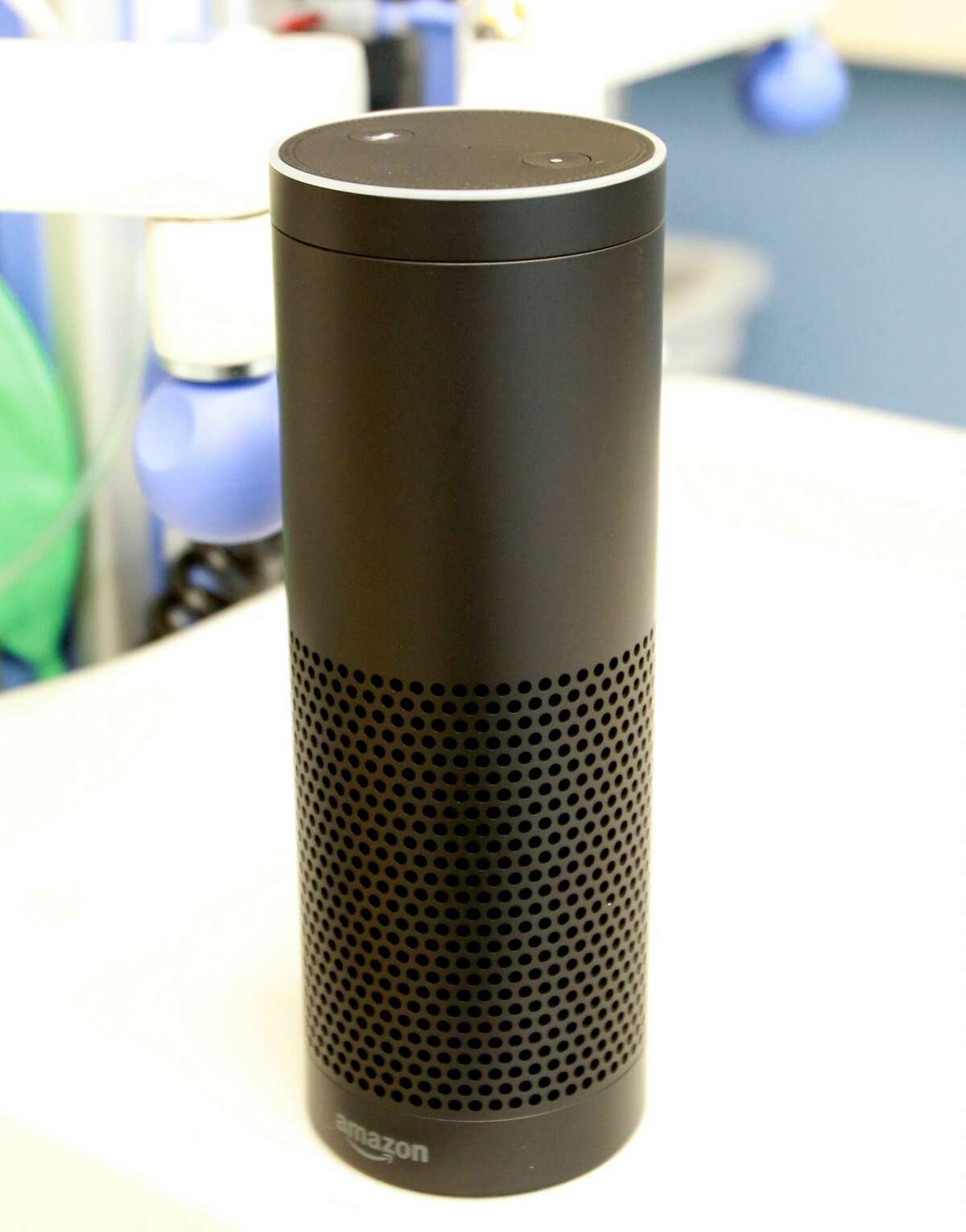 An Amazon Echo that used Amazon's Alexa voice recognition technology.