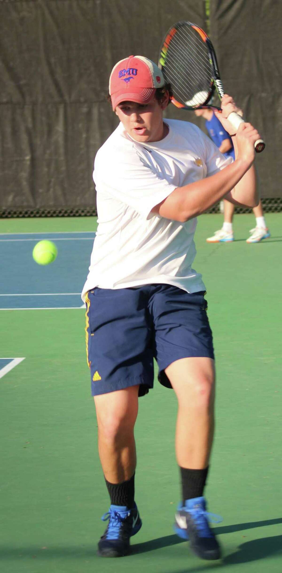 Weston's Sebastian Casellas won a three-set battle at No. 1 singles to help lead the Weston High School boys tennis team to a 6-1 victory over Newtown in the South-West Conference team championship at Weston High School May 17, 2017.