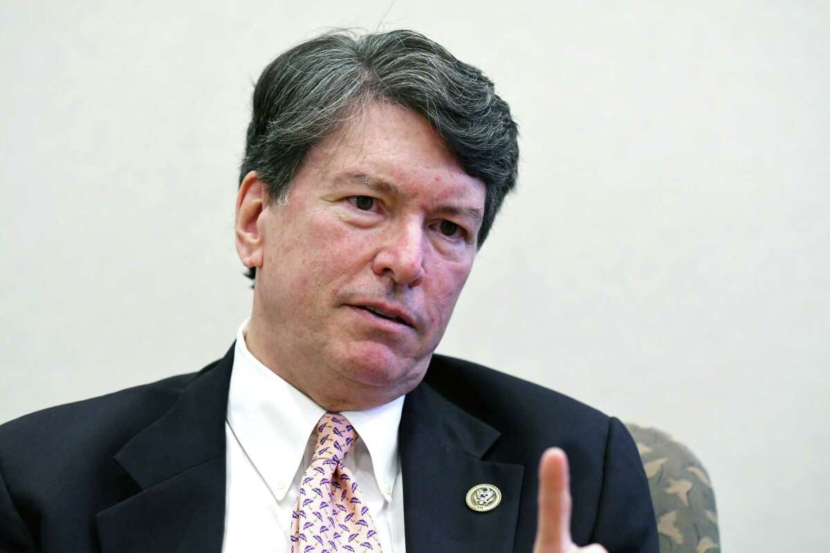U.S. Rep. John Faso speaks to the Times Union editorial board on Monday, May 1, 2017, at the Times Union in Colonie, N.Y. (Will Waldron/Times Union)