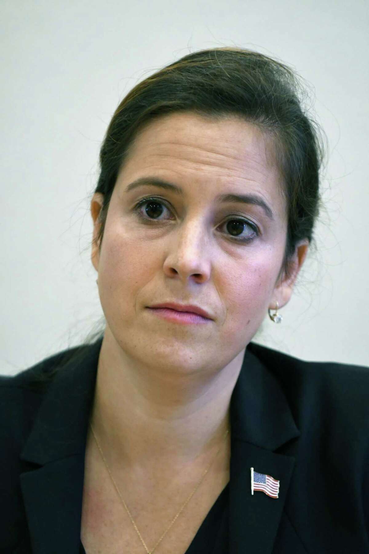U.S. Rep. Elise Stefanik, 21st CD, speaks to the Times Union editorial board on Tuesday, Oct. 18, 2016, at the Times Union in Colonie, N.Y. (Will Waldron/Times Union)