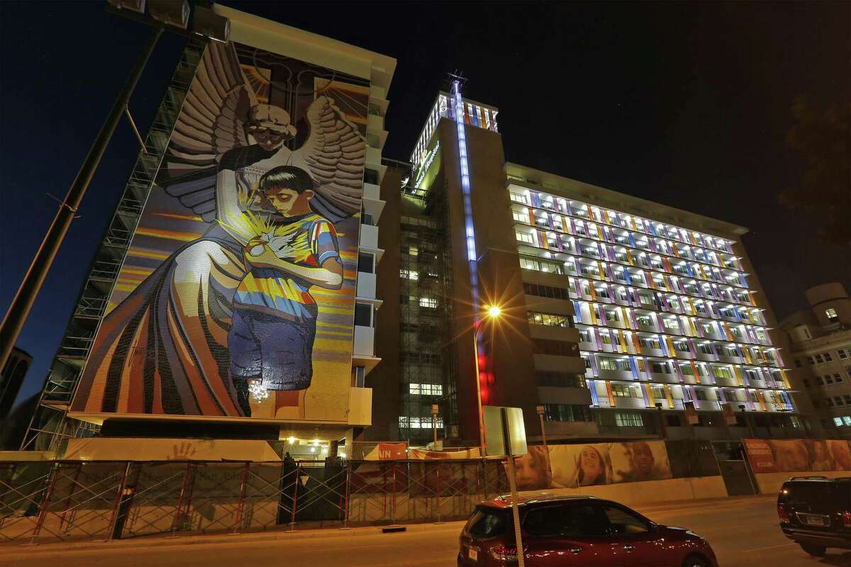 "Spirit of Healing," a hand-cut, tiled mural by artist Jesse Treviño on the wall of the Children's Hospital of San Antonio.