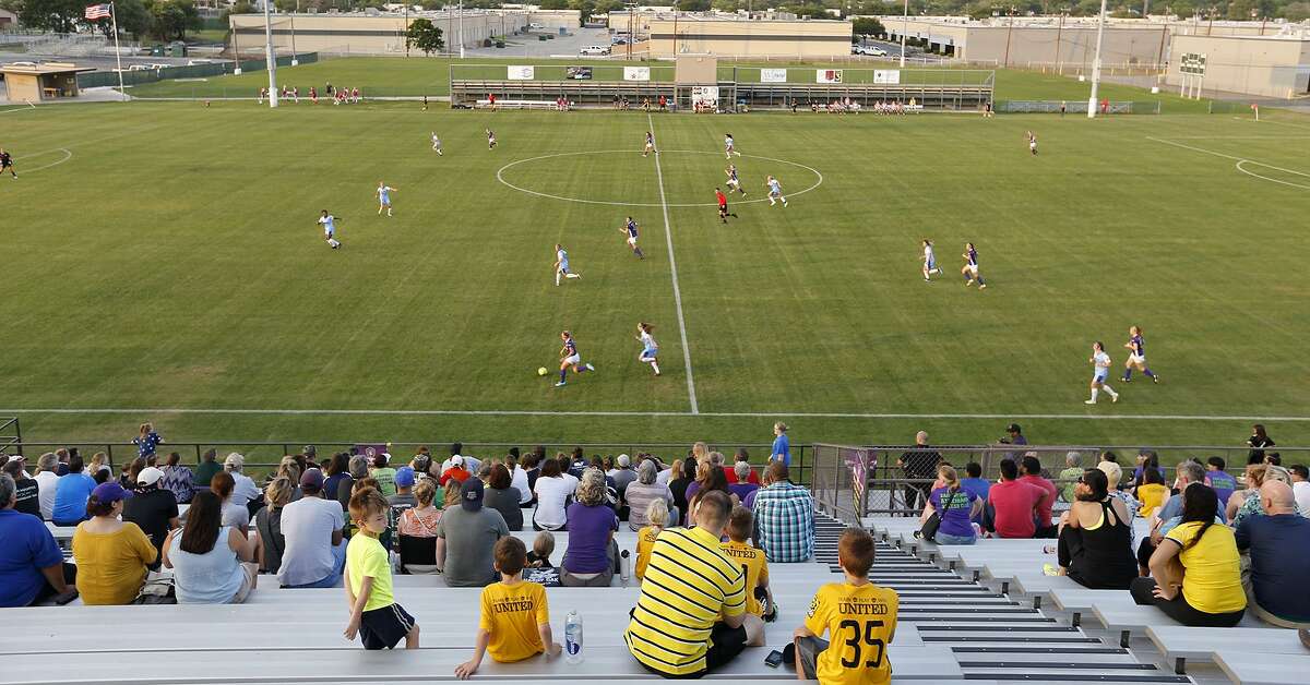 Fans watch the San Antonio Athenians and Shreveport Lady Rafters soccer match Thursday May 18, 2017 at Blossom Soccer Stadium.