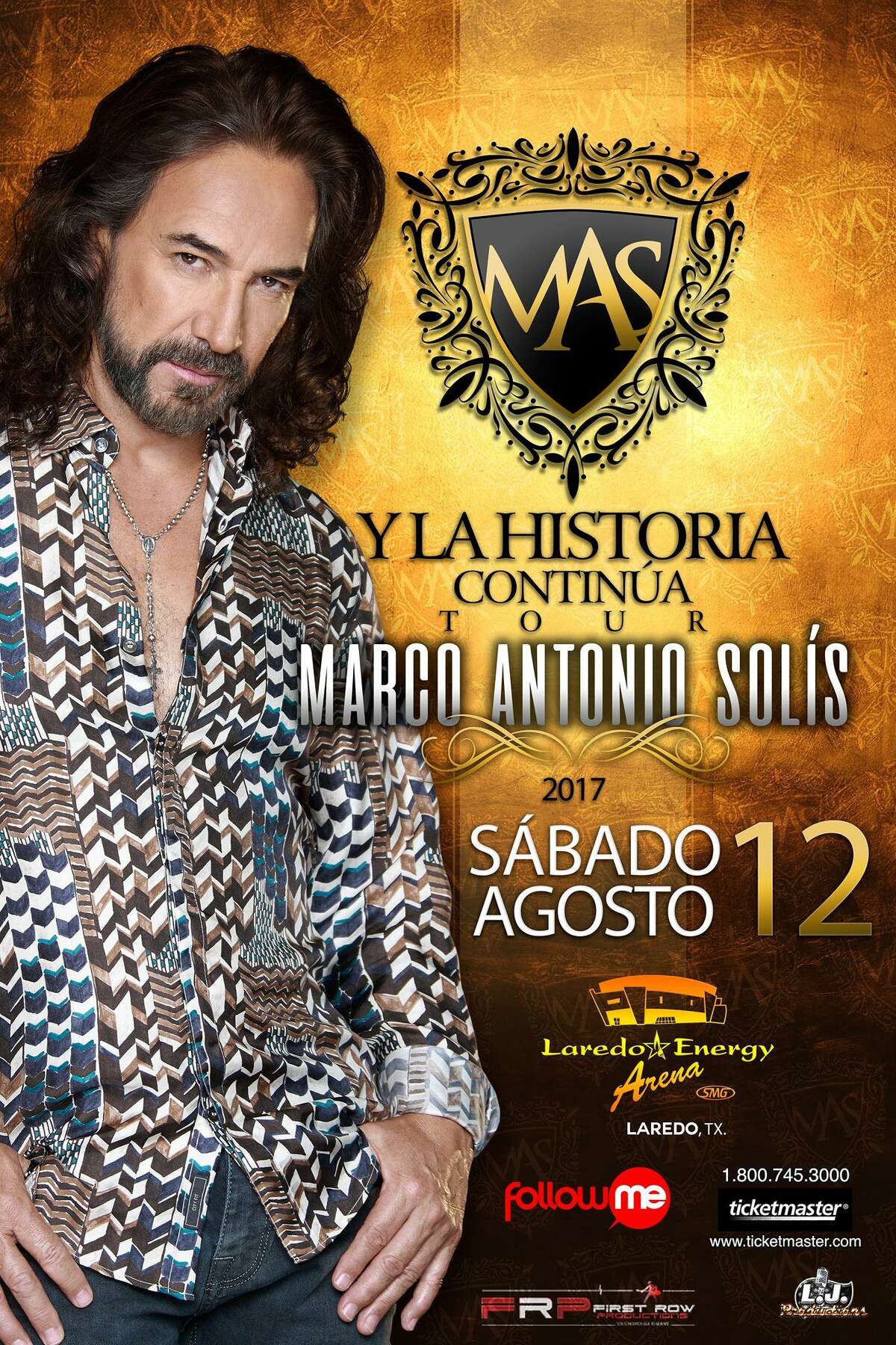 Singer Marco Antonio Solis will be coming to the Gateway City in August. Keep clicking through the gallery to see other big shows coming to Laredo.