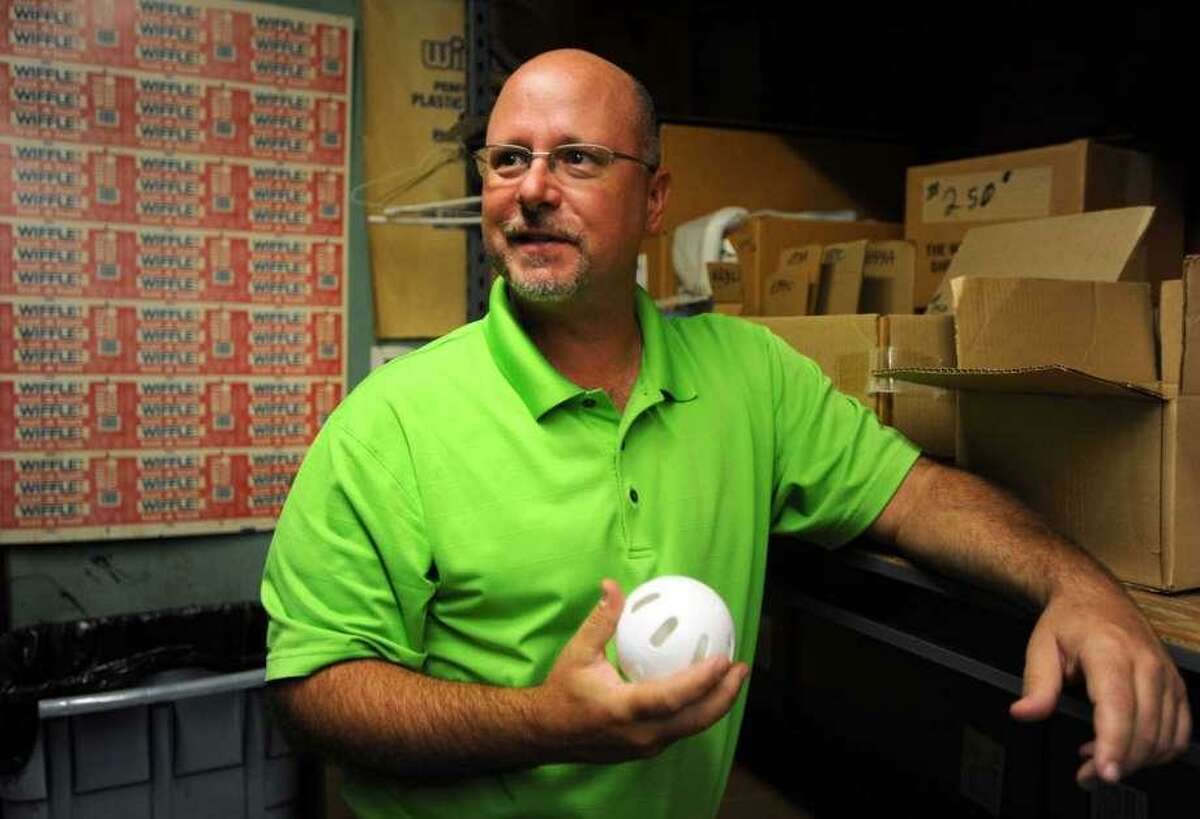 David Mullany at the Wiffle Ball factory in Shelton in 2015.