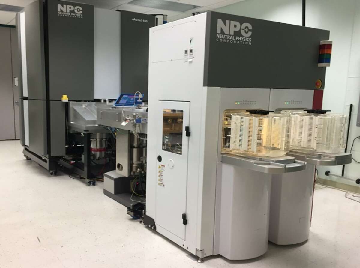 A new atom beam machine being installed at SUNY Poly in Albany for use in computer chip manufacturing.