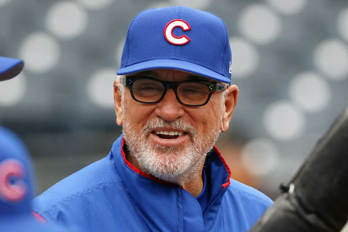 Chicago Cubs manager Joe Maddon watches batting practice before a baseball game against the Pittsburgh Pirates in Pittsburgh, Monday, April 24, 2017. (AP Photo/Gene J. Puskar)