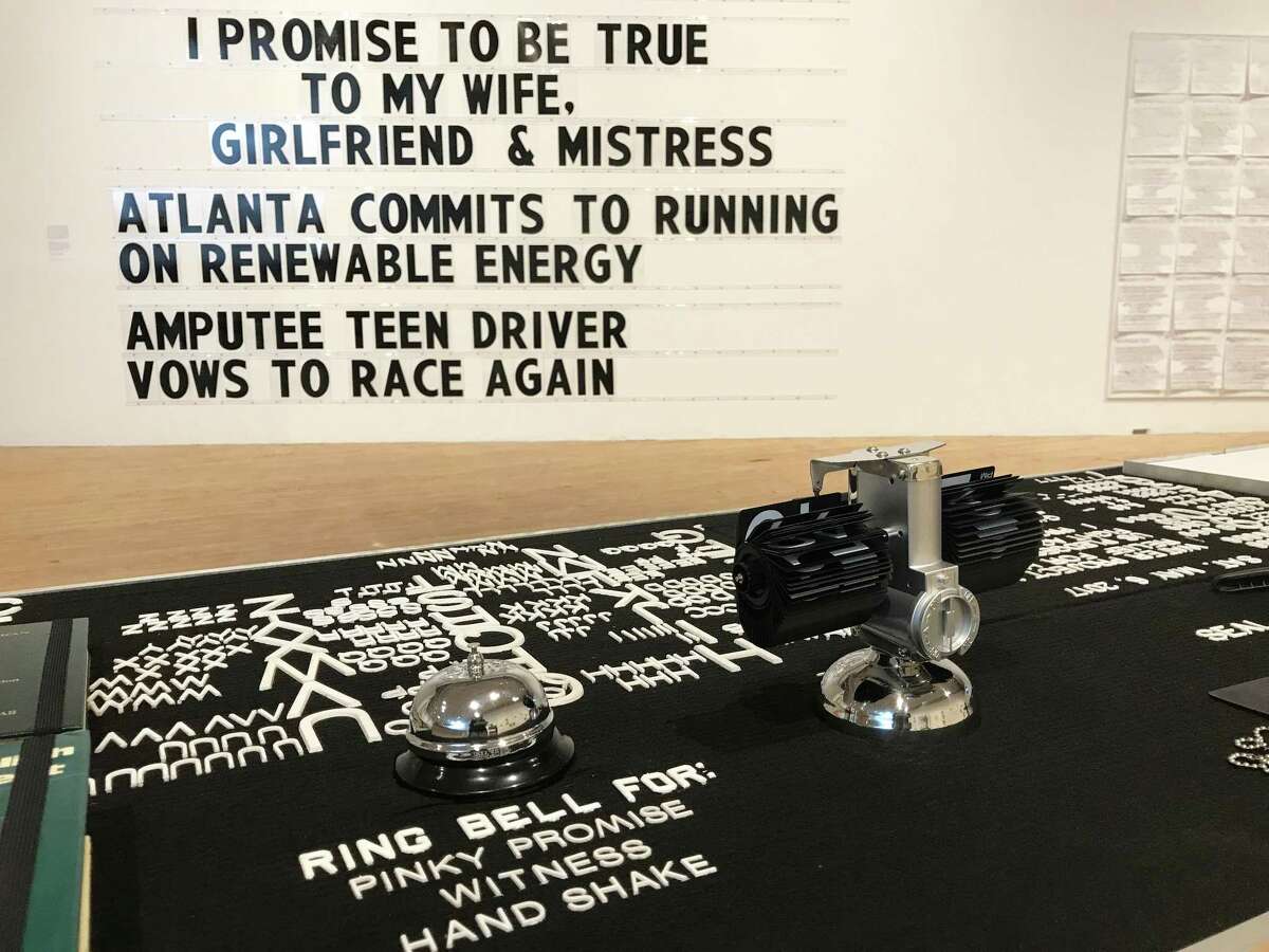 Paul Ramirez Jonas' "Public Trust" invites participants to make a promise, complete it with an oath or vow and create a rubbing that commits it to print. The installation, which also draws from current news headlines related to promises, is active each Saturday through Aug. 6 at the Contemporary Arts Museum Houston.
