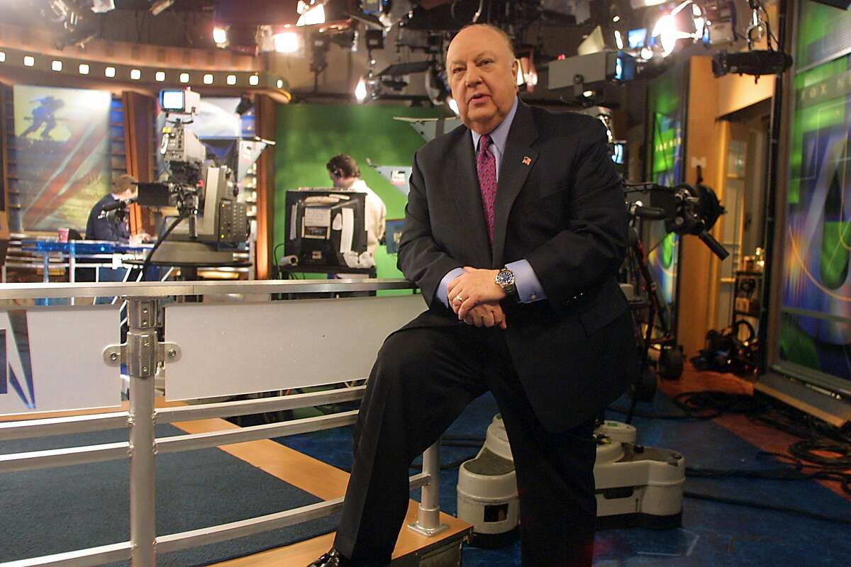 FILE-- Roger Ailes, the co-founder of Fox News, during a broadcast from the network�s studios in New York, Jan. 11, 2002. Ailes, who built the network into a conservative empire and became a kingmaker for the Republican Party before being pushed out last summer, died on Thursday, May 18, 2017, according to a statement from his wife, Elizabeth Ailes, that was published by Fox News. Fox News confirmed his death in an on-air report. He was 77. (Angel Franco/The New York Times)