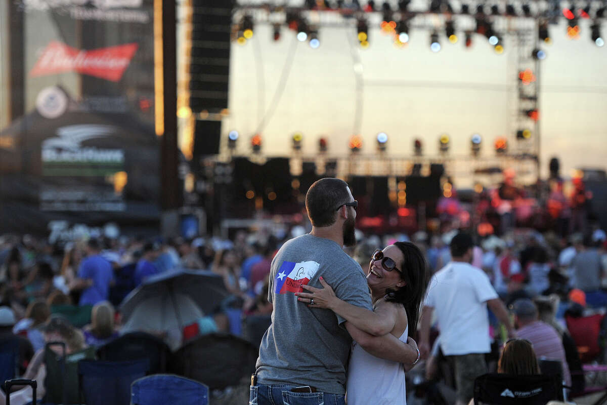 Brian Adams and Carri Welden dance during the Crudefest country music festival May 19, 2017. The pair traveled from Houston for the even, which is Welden's first concert. James Durbin/Reporter-Telegram