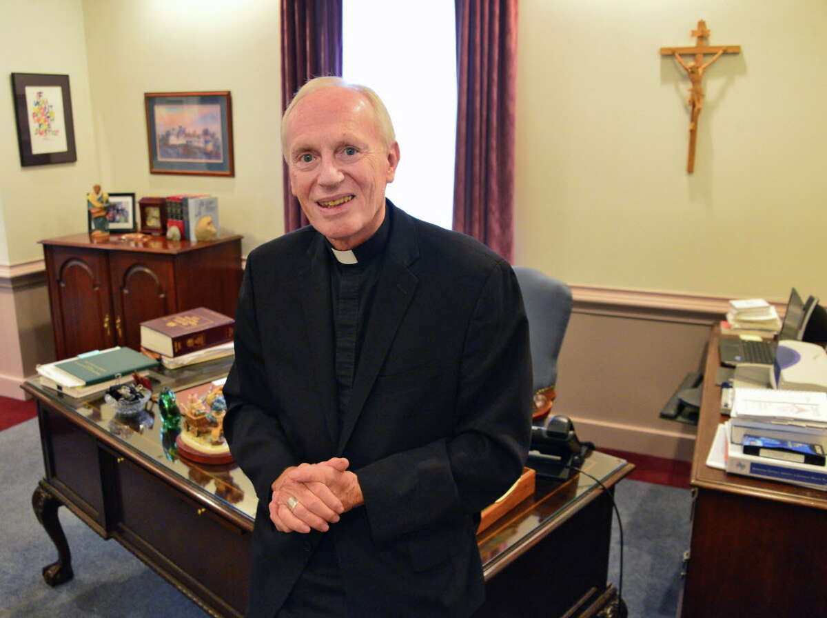 Bishop Howard Hubbard his pictured in his office Wednesday, Sept. 11, 2013, at the Albany Diocese Pastoral Center in Albany, NY. (John Carl D'Annibale / Times Union)