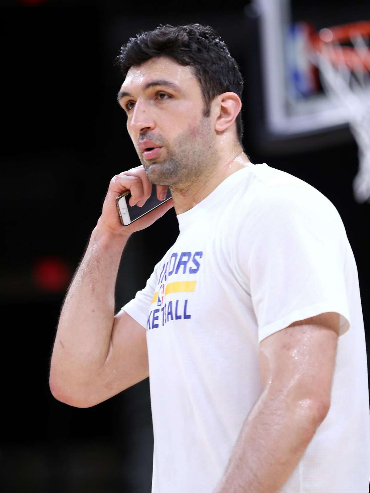 Golden State Warriors' Zaza Pachulia after practice during NBA Western Conference Finals at AT&T Center in San Antonio, Texas, on Sunday, May 21, 2017.